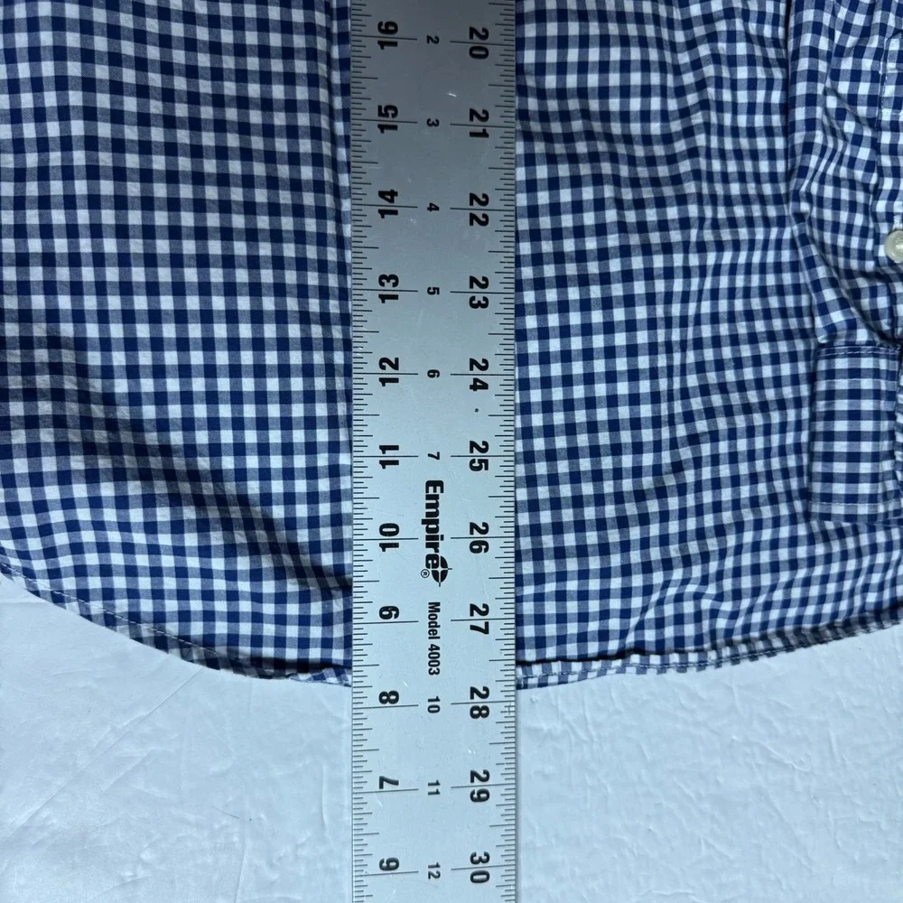 Ralph Lauren Boys XL 18-20 Navy White Gingham Button Down Shirt Long Sleeve Pony